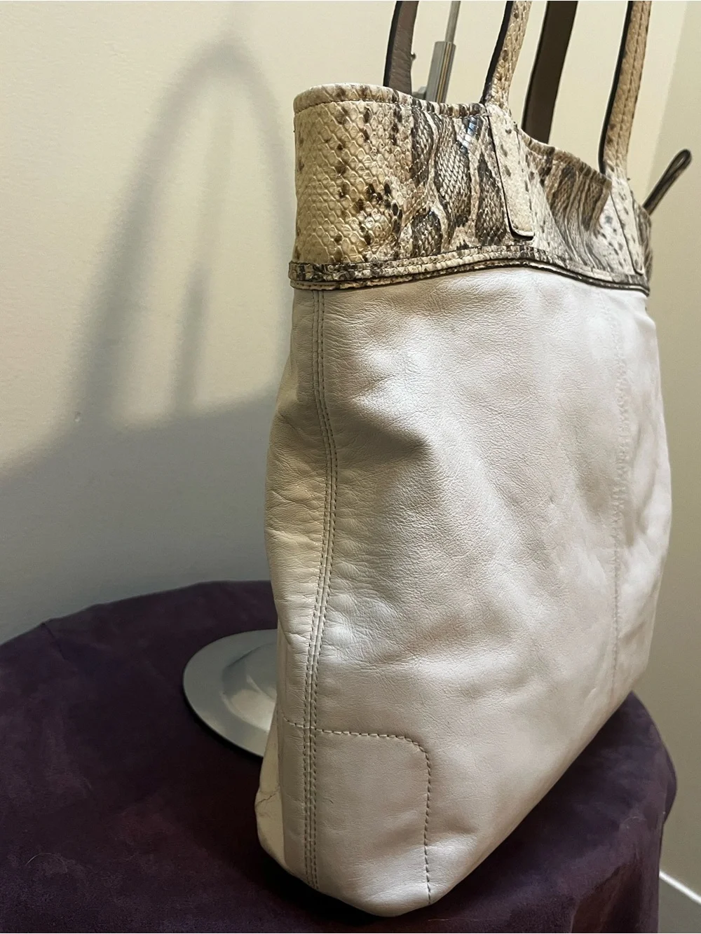 Coach Audrey Python Embossed Op Art Leather Slim Tote - Picture 3 of 12